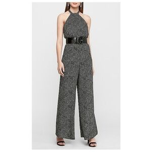 Express black jumpsuit with white polka dots. Size S